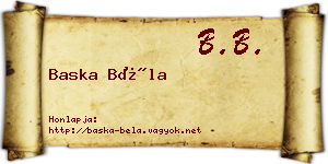 Baska Béla névjegykártya